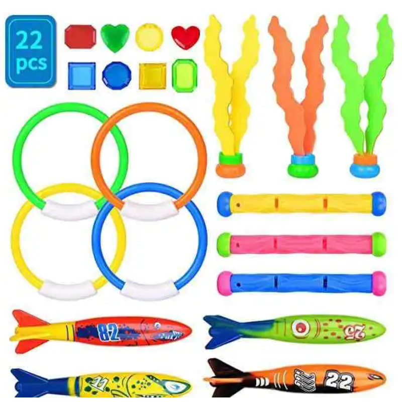 AliExpress Swimming Diving Toys Children's Fish Dolphin Buoy Pool Treasure Hunt Diving Water Diamond Kids Water Game Toys Set Reusable Gift, view 5