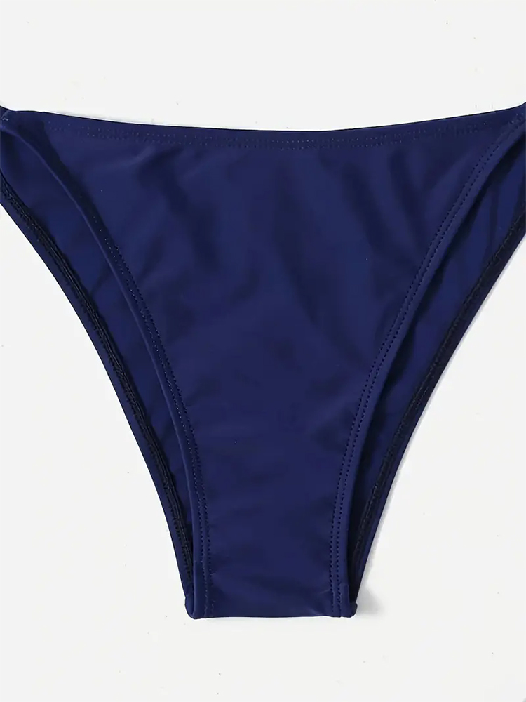 AliExpress Swimwear Thong Bikini Set Sexy New Navy Blue Swimsuits Woman Sexy Bathing Suits Bikinis Triangle Bandage Female Beachwear, view 5