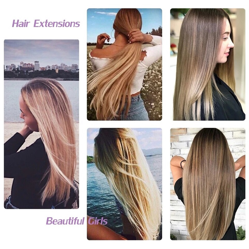 AliExpress Synthetic 24Inch 16 Clips in Hair Extensions Long Straight Hairstyle Blonde Black Hairpieces Heat Resistant False Hair Daily Use, view 6