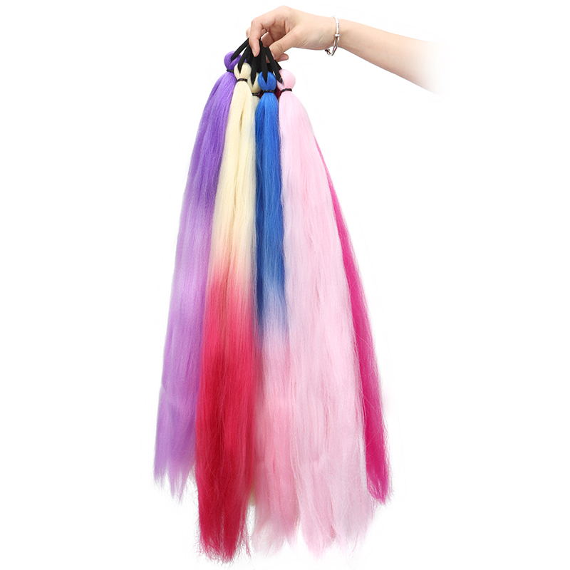 AliExpress Synthetic 26Inch Long Straight Ponytail Elastic Hair Colorful Braiding Ponytail Hair Extensions Hair Accessories for Women, view 3