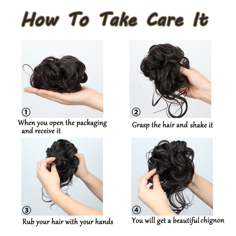 AliExpress Synthetic Elegant Messy Curly Elastic Rubber Band Hair Bun Fluffy Easy to Style Suitable for Daily Use, view 6