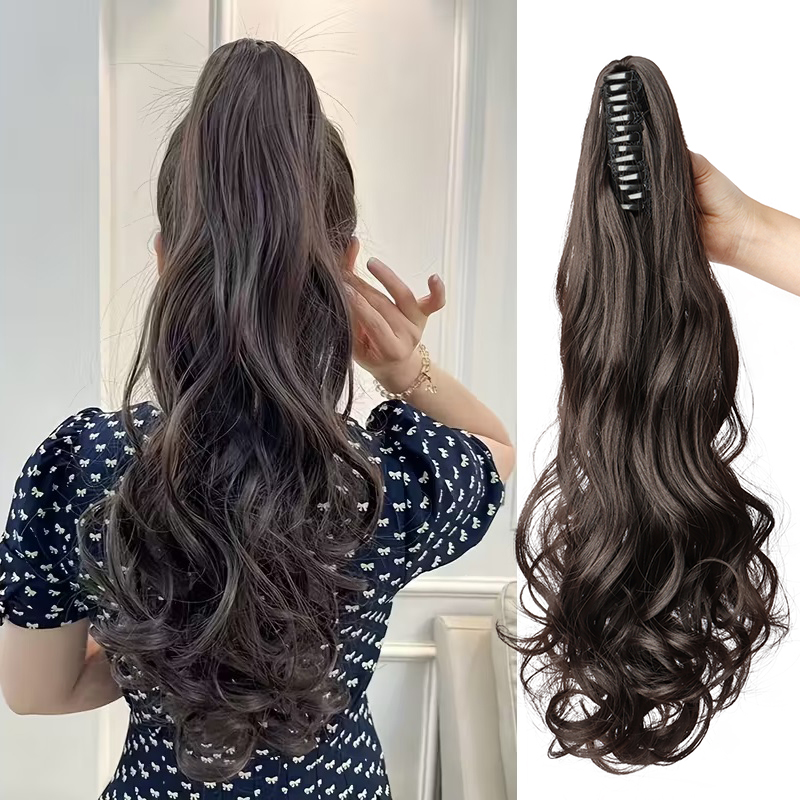 AliExpress Synthetic Long Curly Ponytail Heat-resistant Claw Clip in Hair Extension Daily Easy to Wear Hairpiece for Women