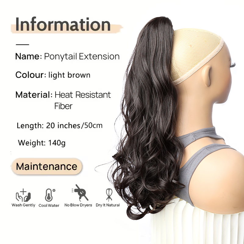 AliExpress Synthetic Long Curly Ponytail Heat-resistant Claw Clip in Hair Extension Daily Easy to Wear Hairpiece for Women, view 2