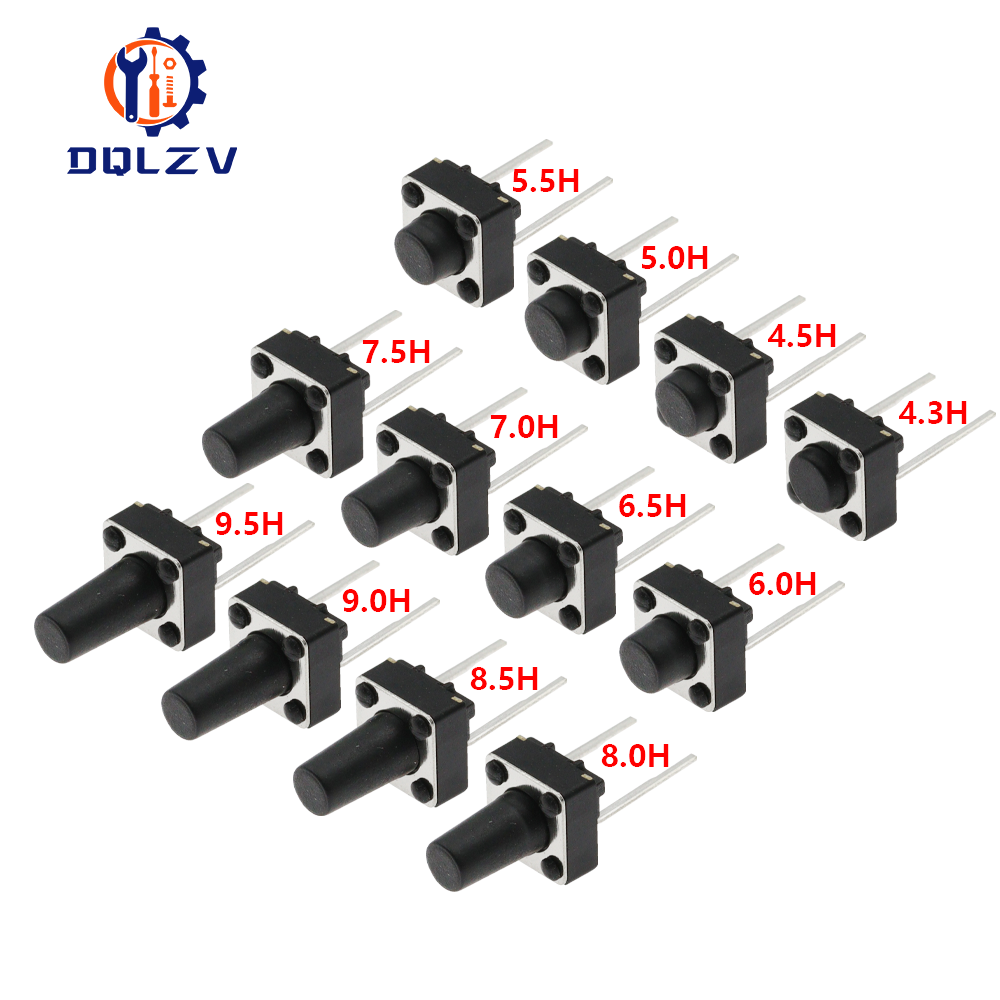 AliExpress Tact Push Button Switch 12V Copper 2PIN DIP2 SMD Micro Switch 6X6X5 4.3 5 5.5 6 7 8 9 10 11 12 13 15MM TV Toys home use Button