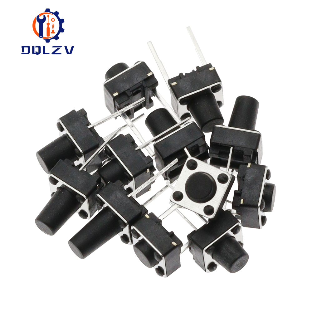 AliExpress Tact Push Button Switch 12V Copper 2PIN DIP2 SMD Micro Switch 6X6X5 4.3 5 5.5 6 7 8 9 10 11 12 13 15MM TV Toys home use Button, view 2