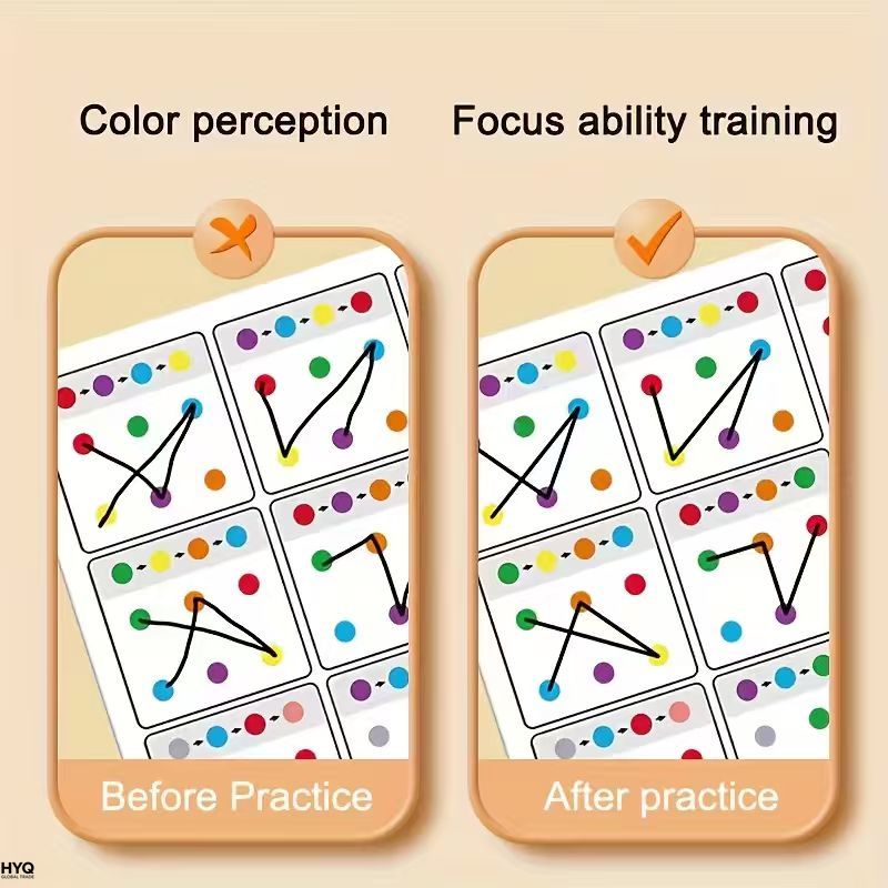 AliExpress Tarjetas de entrenamiento reutilizables A4 12 páginas, bolígrafo borrable, ejercicios visuales para niños memoria y concentració, view 4