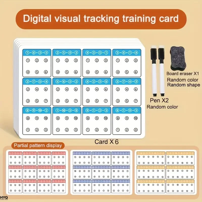 AliExpress Tarjetas de entrenamiento reutilizables A4 12 páginas, bolígrafo borrable, ejercicios visuales para niños memoria y concentració, view 6