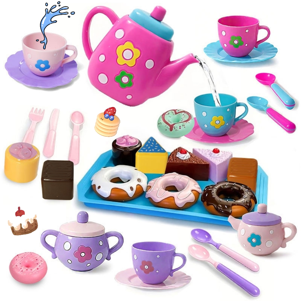 AliExpress Tea set for girls, tea party set, tea set for kids including kettle, cookies, food for kids, gifts for boys and girls