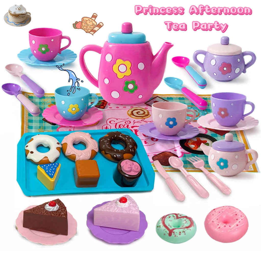 AliExpress Tea set for girls, tea party set, tea set for kids including kettle, cookies, food for kids, gifts for boys and girls, view 3