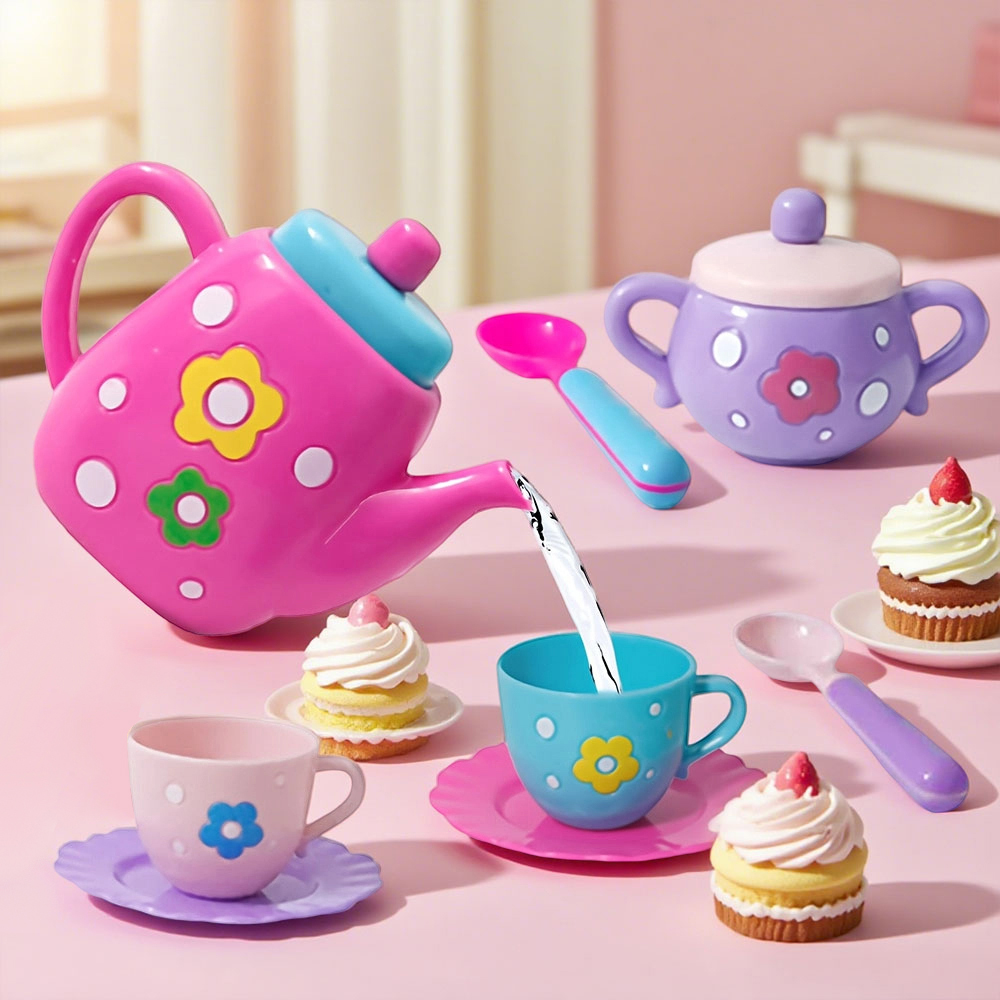 AliExpress Tea set for girls, tea party set, tea set for kids including kettle, cookies, food for kids, gifts for boys and girls, view 5
