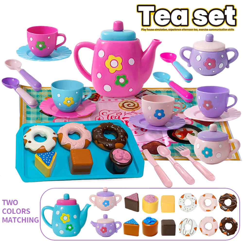AliExpress Tea set for girls, tea party set, tea set for kids including kettle, cookies, food for kids, gifts for boys and girls, view 6