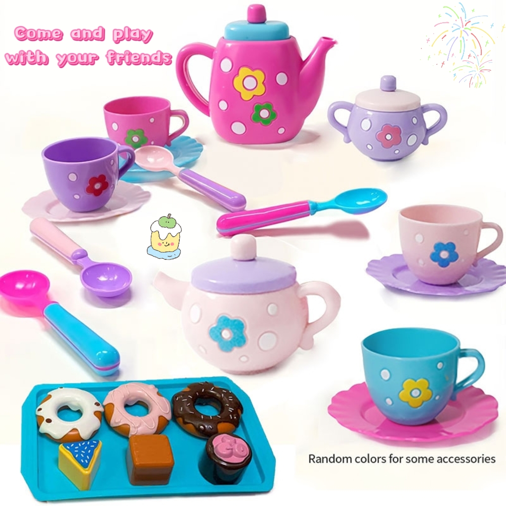 AliExpress Tea set for girls, tea party set, tea set for kids including kettle, cookies, food for kids, gifts for boys and girls, view 4
