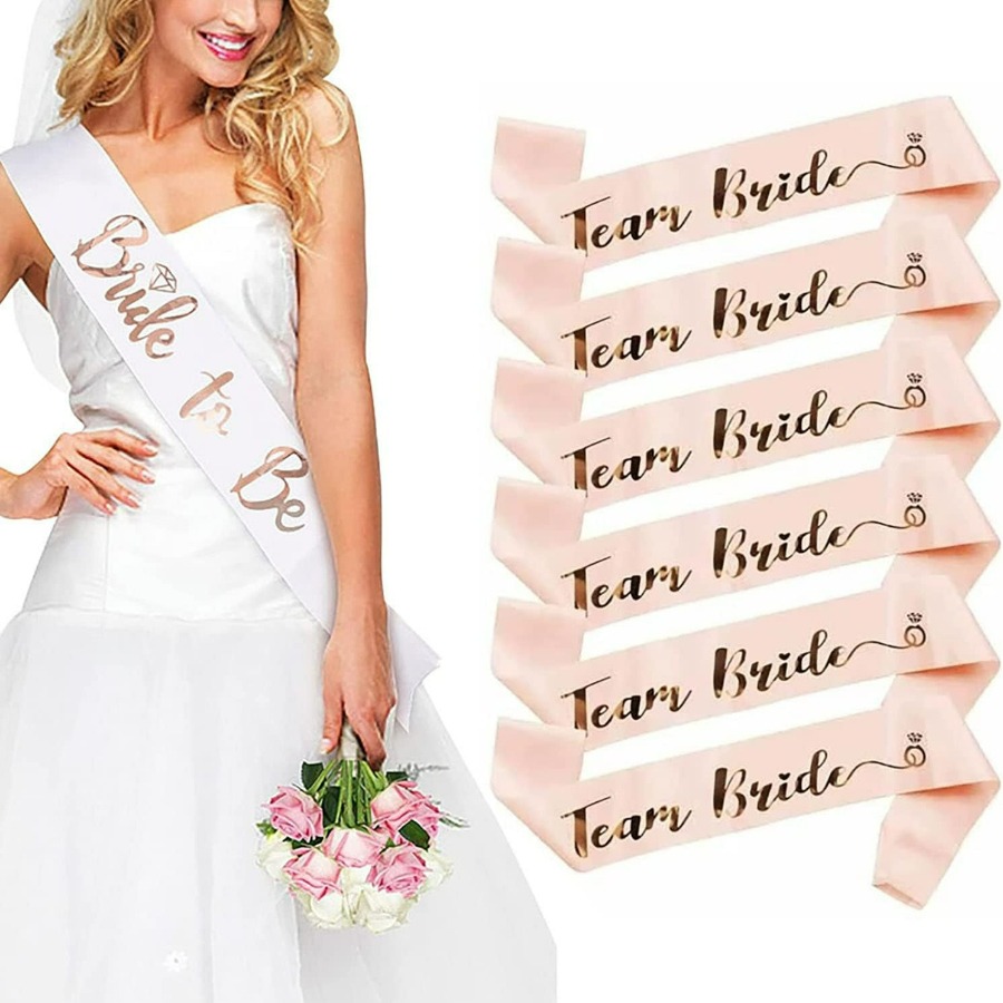 AliExpress Team Bride Sash 6 Team Bride Sashes + 1 Bride to Be Sash Bridesmaids Bridal Shower Decoration for Bachelorette Parties