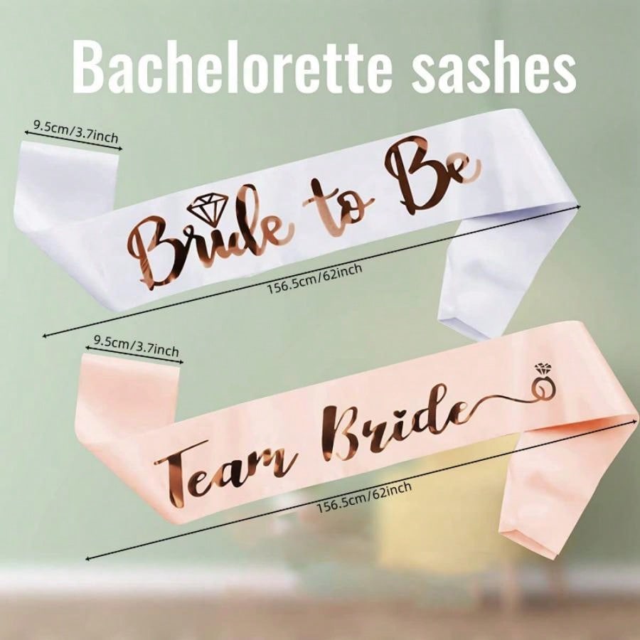 AliExpress Team Bride Sash 6 Team Bride Sashes + 1 Bride to Be Sash Bridesmaids Bridal Shower Decoration for Bachelorette Parties, view 3