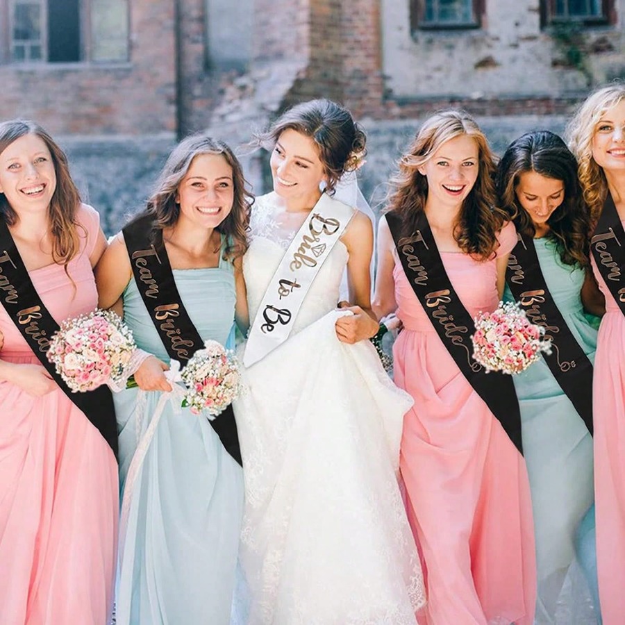 AliExpress Team Bride Sash 6 Team Bride Sashes + 1 Bride to Be Sash Bridesmaids Bridal Shower Decoration for Bachelorette Parties, view 4