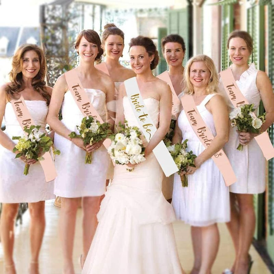 AliExpress Team Bride Sash 6 Team Bride Sashes + 1 Bride to Be Sash Bridesmaids Bridal Shower Decoration for Bachelorette Parties, view 6