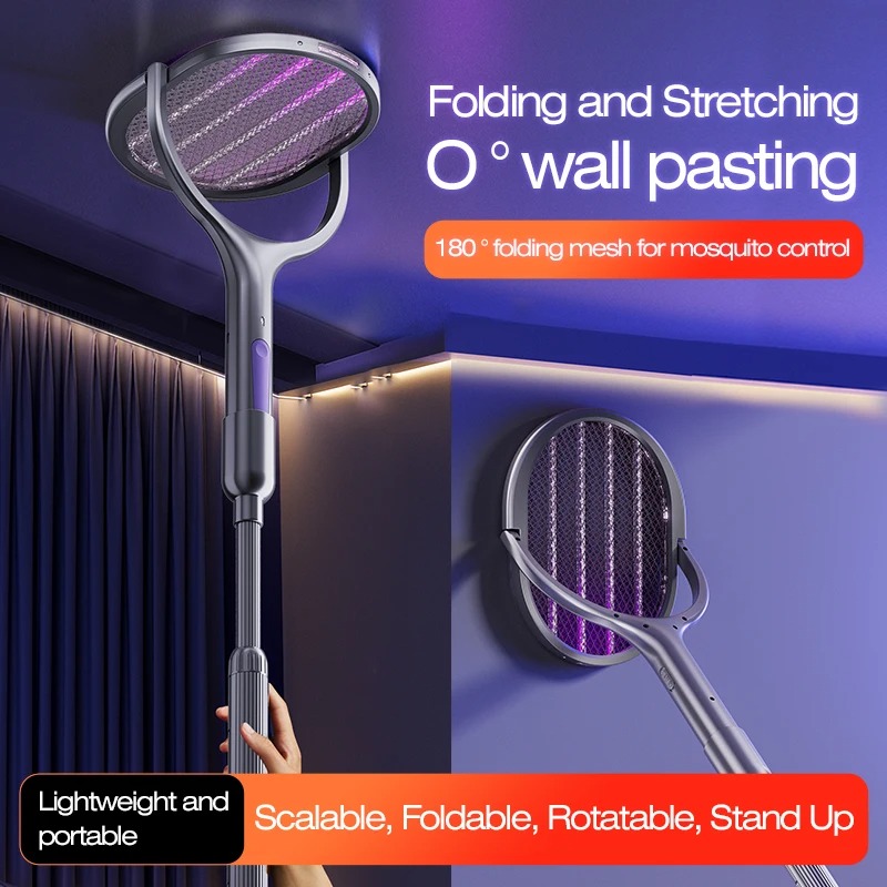 AliExpress Telescopic Electric Mosquito Swatter & UV Trap Lamp, Extendable 109cm, Safe Physical Killer, Rechargeable, Wall Mount No Gap