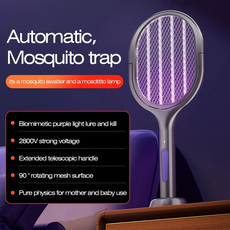 AliExpress Telescopic Electric Mosquito Swatter & UV Trap Lamp, Extendable 109cm, Safe Physical Killer, Rechargeable, Wall Mount No Gap, view 2