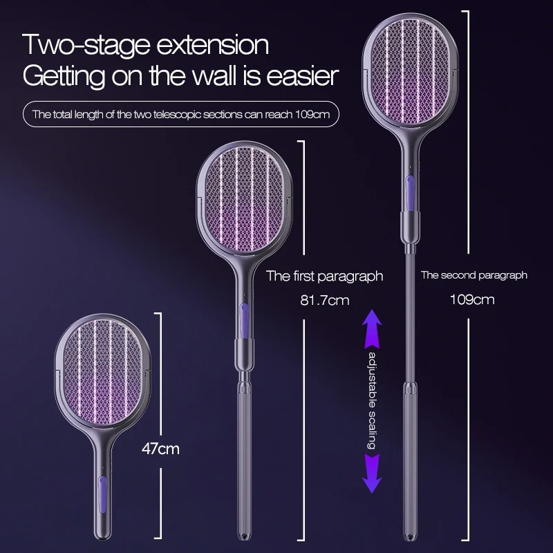 AliExpress Telescopic Electric Mosquito Swatter & UV Trap Lamp, Extendable 109cm, Safe Physical Killer, Rechargeable, Wall Mount No Gap, view 3