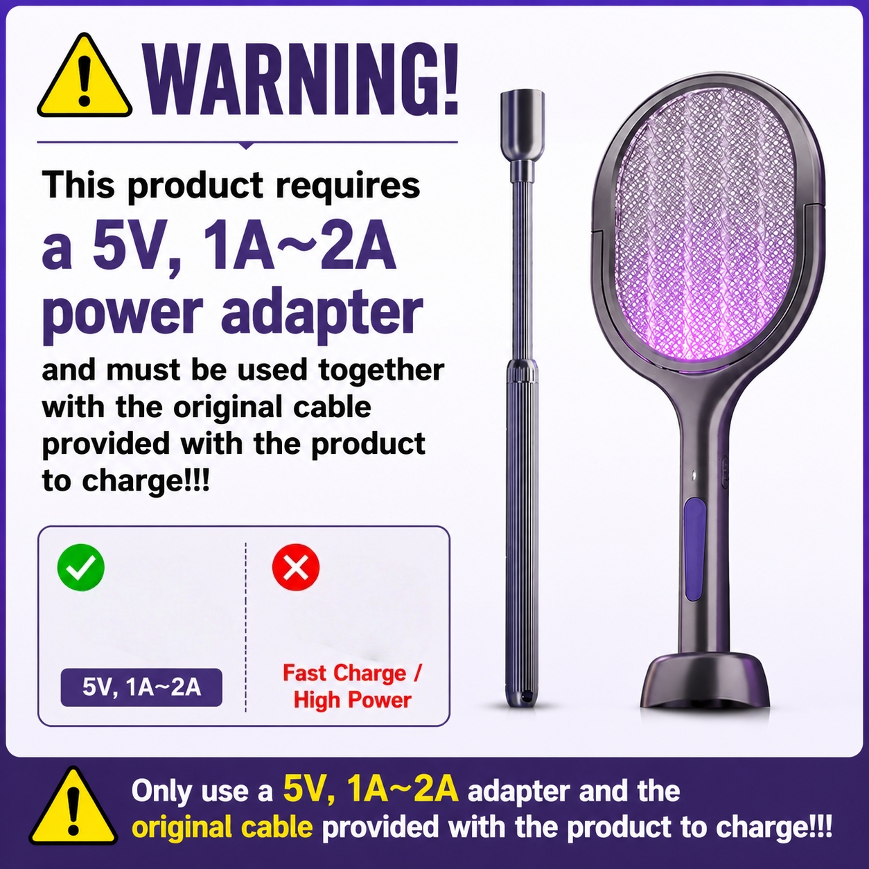 AliExpress Telescopic Electric Mosquito Swatter & UV Trap Lamp, Extendable 109cm, Safe Physical Killer, Rechargeable, Wall Mount No Gap, view 6