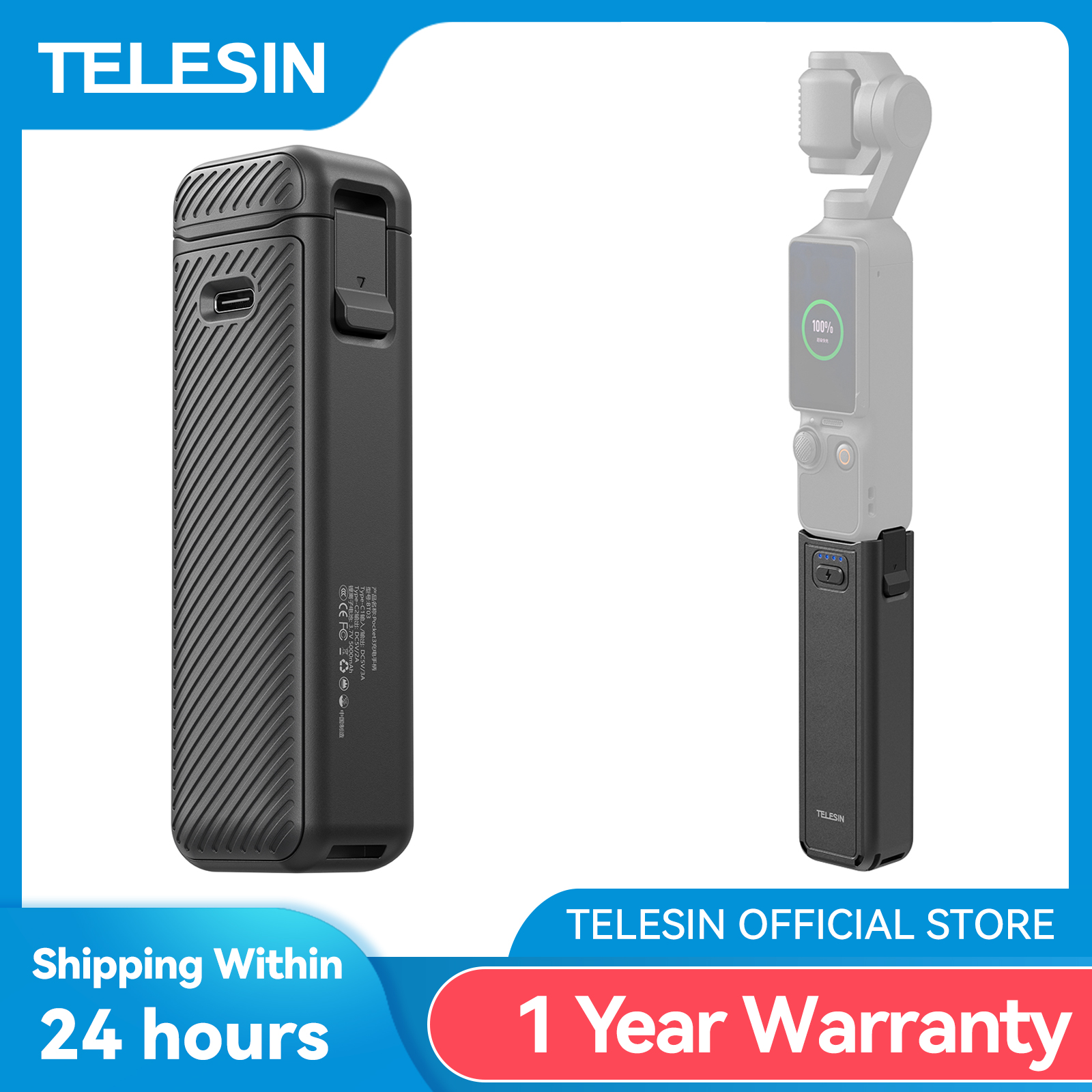 AliExpress TELESIN 5000Mha Battery Handle for DJI OSMO Pocket 4 3 Camera Hand Grip Holder Mount Powerbank Wireless Charging For Pocket 4 3