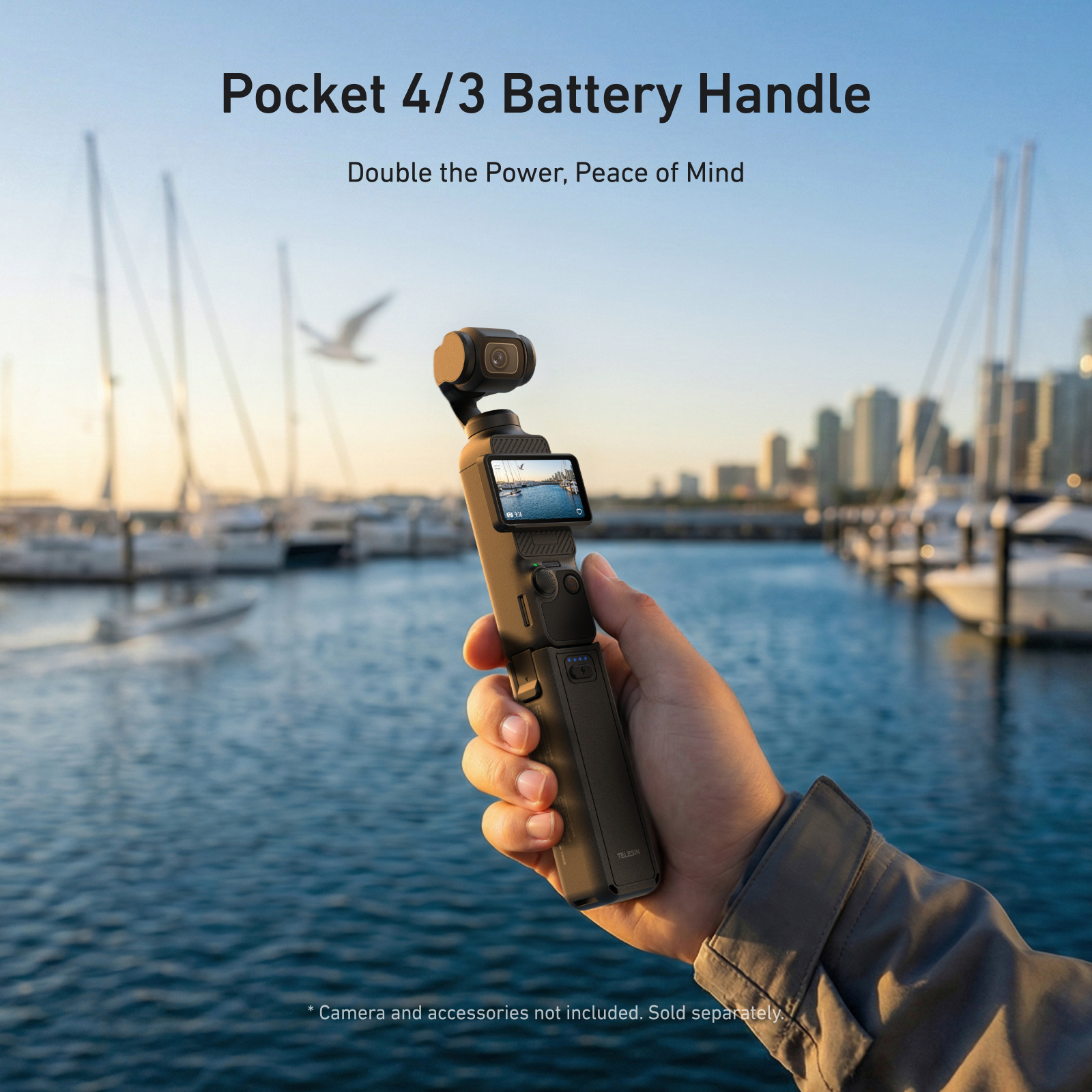 AliExpress TELESIN 5000Mha Battery Handle for DJI OSMO Pocket 4 3 Camera Hand Grip Holder Mount Powerbank Wireless Charging For Pocket 4 3, view 2