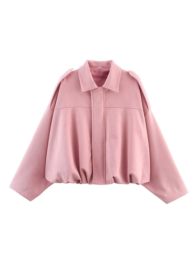 AliExpress TFMLN Women Suede Bomber Jacket Spring New Fashion Long Sleeve Zipper Oversize Solid Bomber Coat Chic Lady 2025 Streetwear, view 2