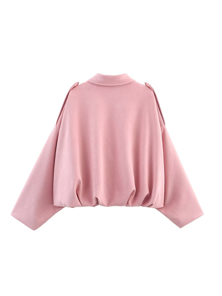 AliExpress TFMLN Women Suede Bomber Jacket Spring New Fashion Long Sleeve Zipper Oversize Solid Bomber Coat Chic Lady 2025 Streetwear, view 3