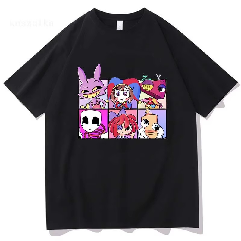 AliExpress THE AMAZING DIGITAL CIRCUS Print T-Shirt Men Women Casual High Quality Pomni The Jester Ramen T-Shirts Cotton Short Sleeve Tees, view 2