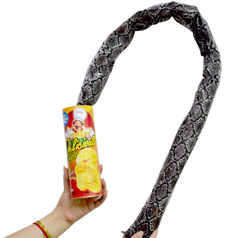 AliExpress The Potato Chip Snake Stage Magic Tricks Snake Toy April Fool Day Halloween Party Jokes in A Can Gag Gift Scary Fries Fun Toys