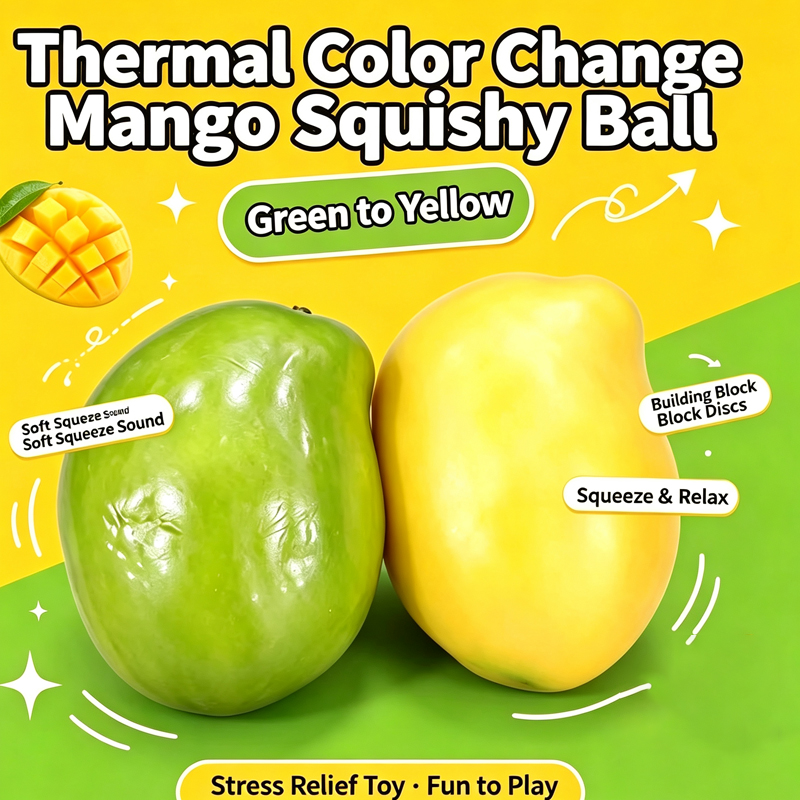 AliExpress Thermochromic Color Changing Mango Squishy Toy Soft Squeeze Stress Relief Fidget Toy Simulation Fruit Decompression Toy