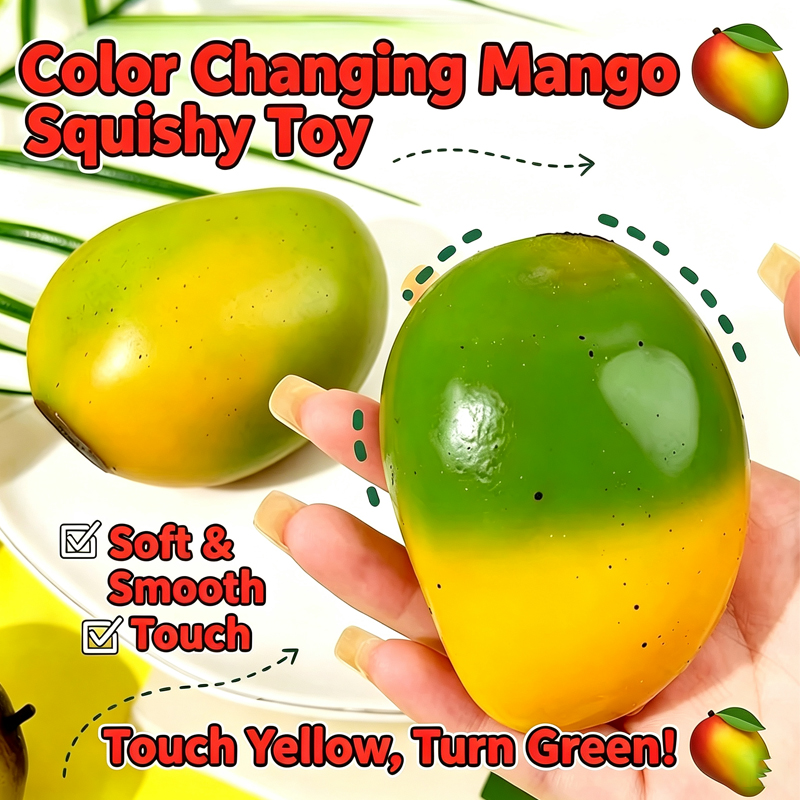 AliExpress Thermochromic Color Changing Mango Squishy Toy Soft Squeeze Stress Relief Fidget Toy Simulation Fruit Decompression Toy, view 3