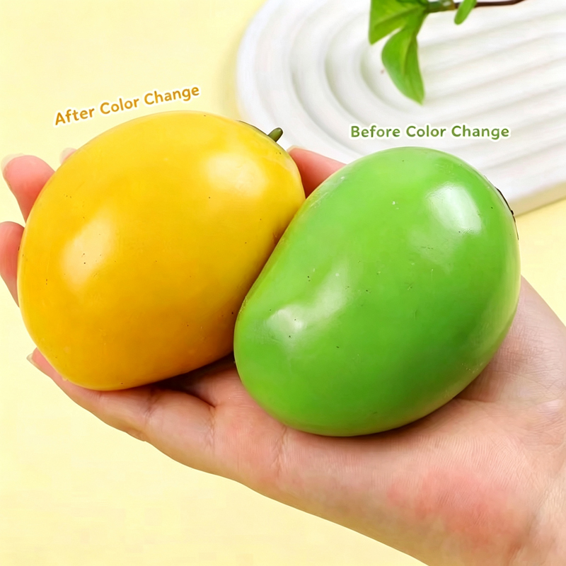 AliExpress Thermochromic Color Changing Mango Squishy Toy Soft Squeeze Stress Relief Fidget Toy Simulation Fruit Decompression Toy, view 5