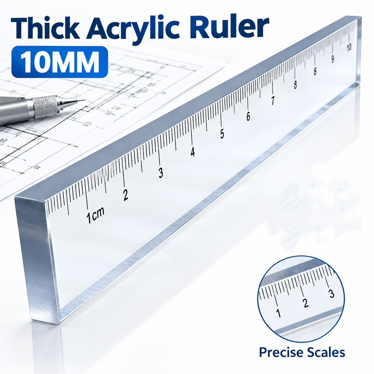 AliExpress 50 cm Acrylic Paperweight Ruler with Cutting Grid