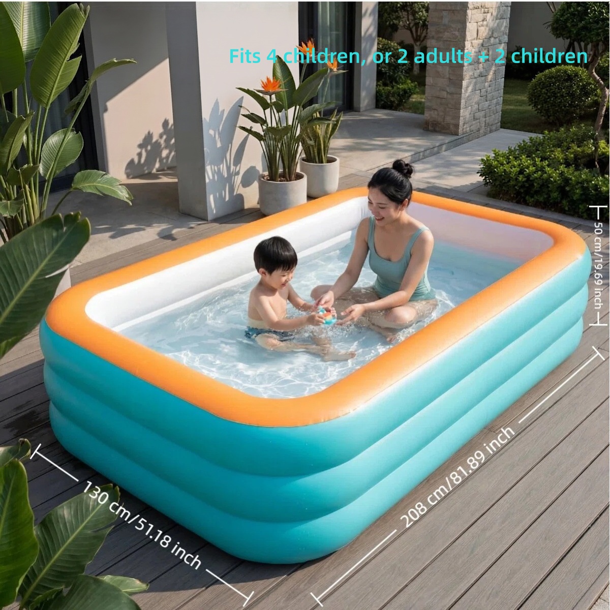 AliExpress Thickened Durable Family Inflatable Pool, Large for Backyard & Lawn Parties, Outdoor Summer Fun (Pump Not Included)