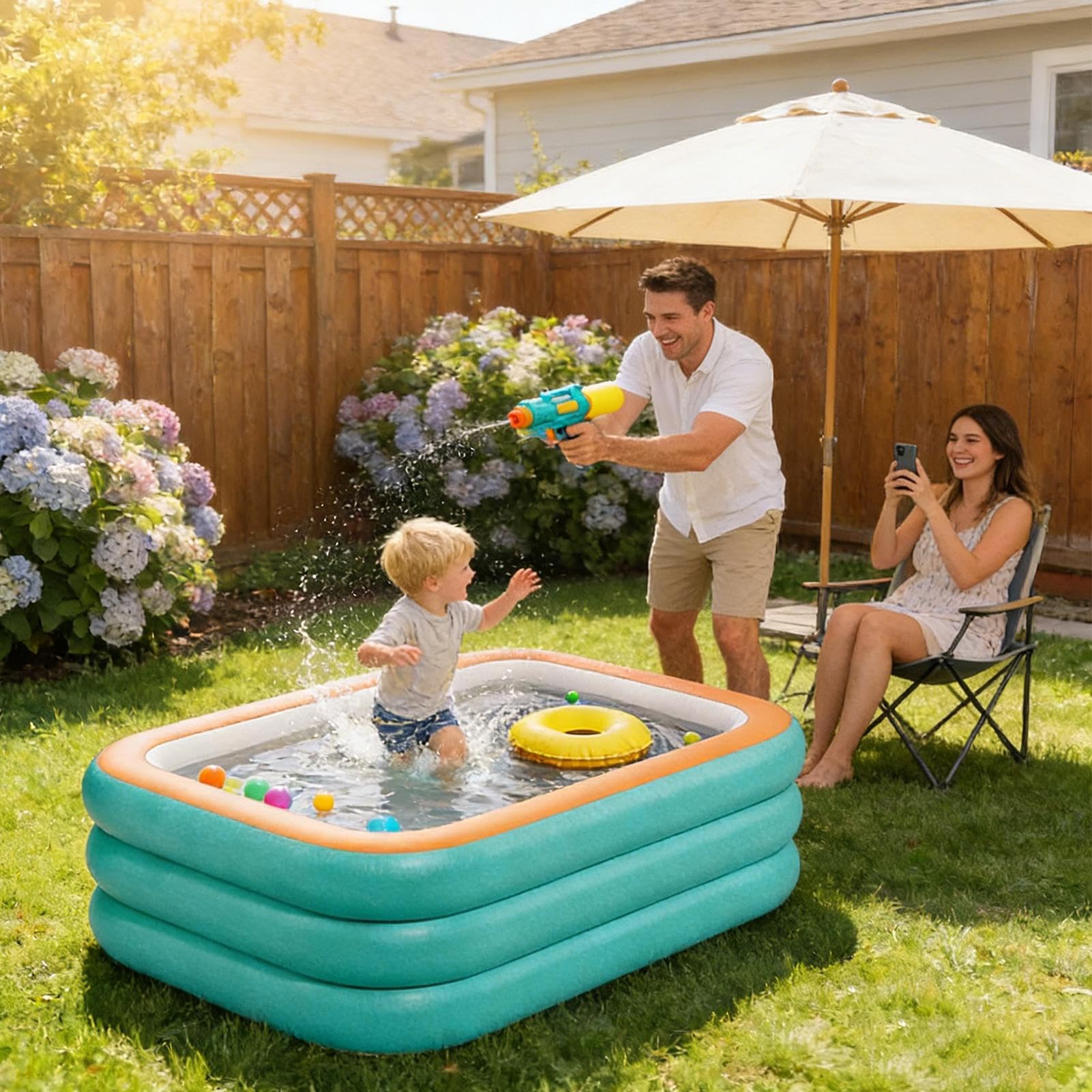 AliExpress Thickened Durable Family Inflatable Pool, Large for Backyard & Lawn Parties, Outdoor Summer Fun (Pump Not Included), view 6
