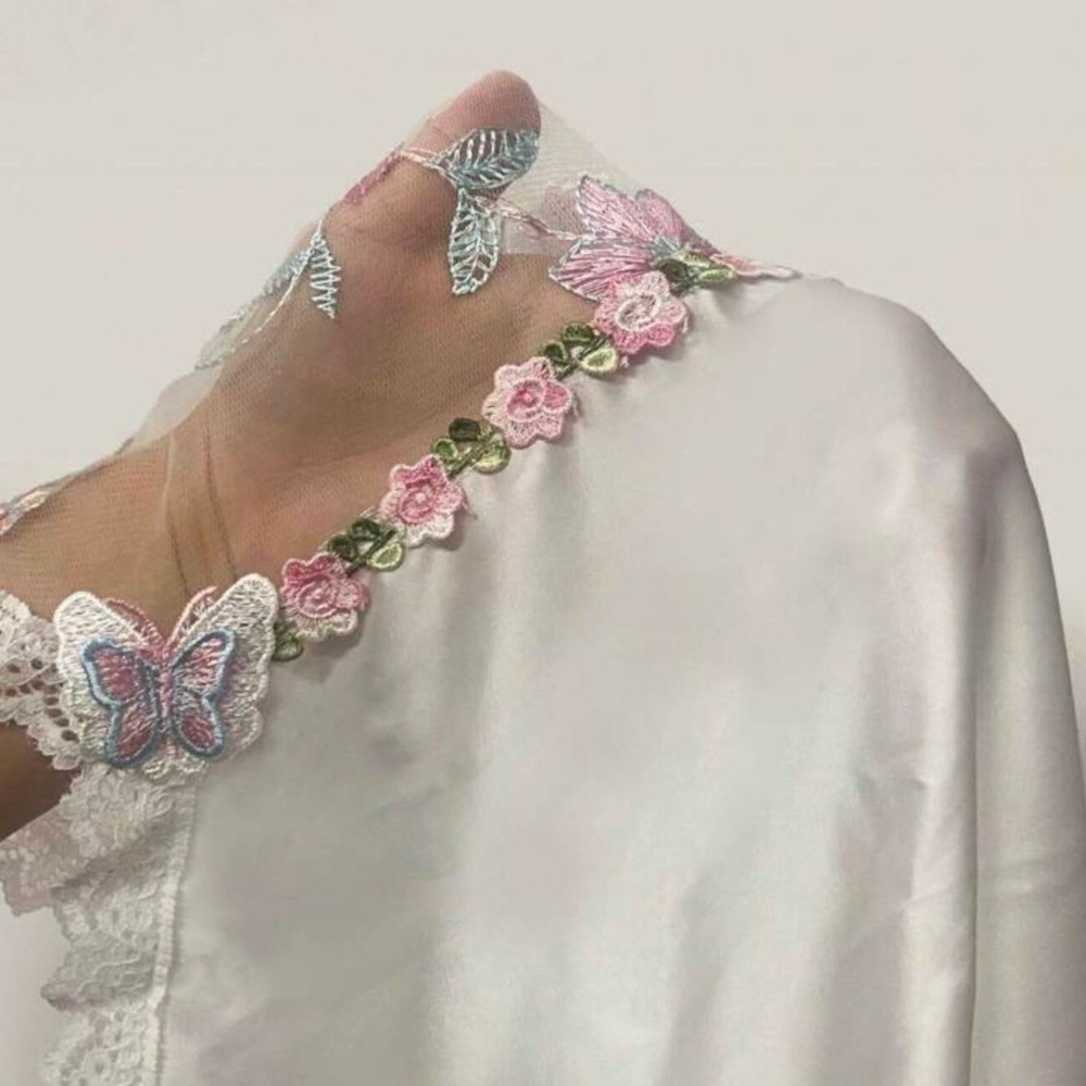 AliExpress Thin Lace Bow Women's Pajama Dress Embroidered Mesh Transparent Ice Silk Suspender Nightdress Split Sleepwear, view 4