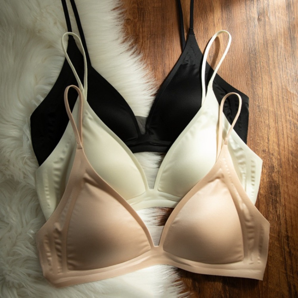 AliExpress Thin Satin Wireless Deep V Bra Close-fitting Anti-sagging Push Up Underwear Traceless Gathered Breasts Seamless Bras Sport, view 2
