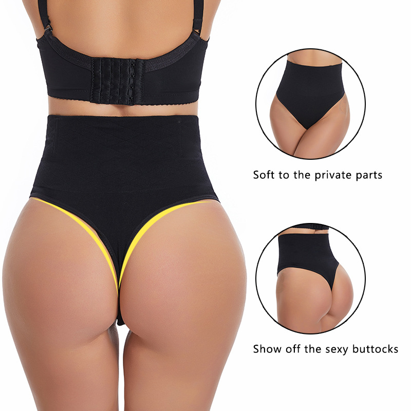 AliExpress Thin Thong Women's Strong Hip Lift Tummy Control Panties with Fishbone Steel Boning Waist Cincher Mid-High Waist Shaper, view 2