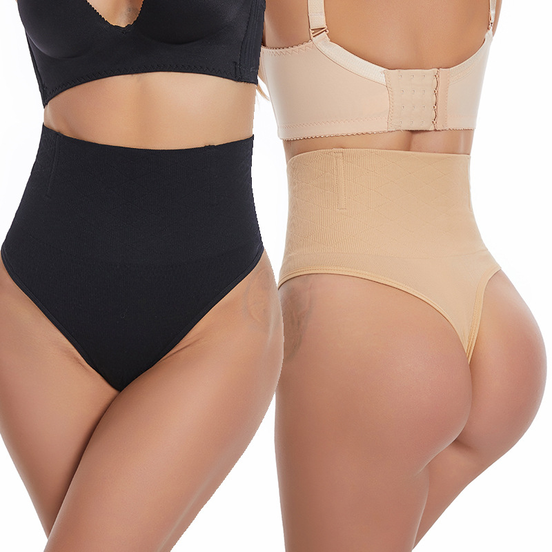 AliExpress Thin Thong Women's Strong Hip Lift Tummy Control Panties with Fishbone Steel Boning Waist Cincher Mid-High Waist Shaper, view 5