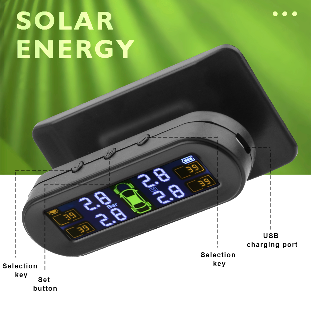 AliExpress Solar TPMS Tire Pressure Monitor with Sensors, view 2