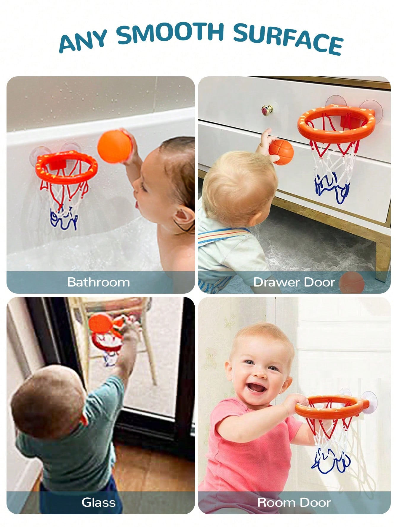 AliExpress Toddler Bath Basketball Hoop Toy with 3 Soft Balls Strong Suction Cups Bathtub Shooting Game Birthday Gift for Boys Girls, view 5