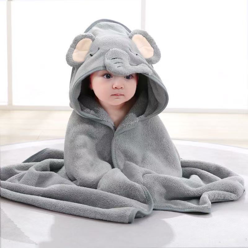 AliExpress Toddler Bathrobe Infant Bath Towel Boy Girl Blankets Swaddle With Hood Cartoon Coral Fleece Towel Blanket Newborn Kids Bedding