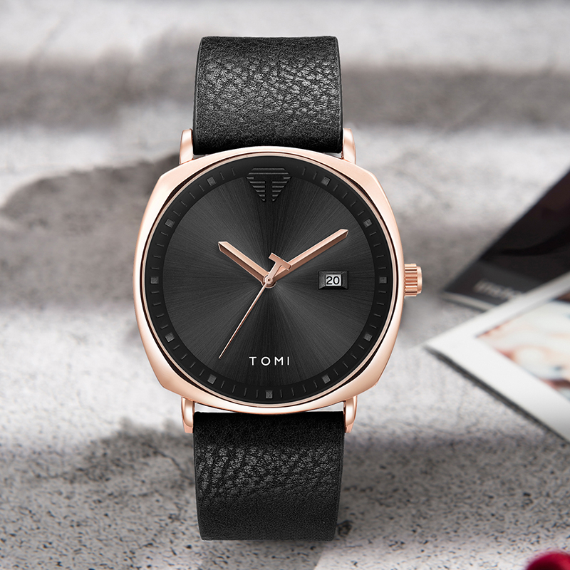 AliExpress TOMI Men's Minimalist Leather Quartz Watch, view 4