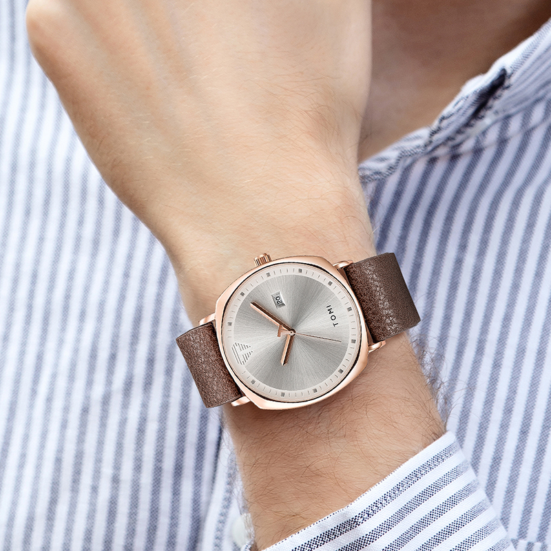 AliExpress TOMI Men's Minimalist Leather Quartz Watch, view 6