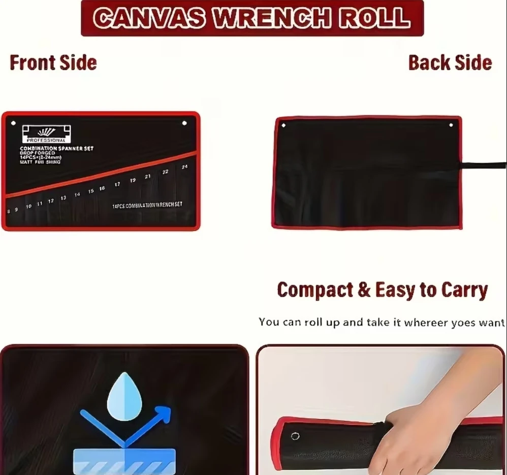 AliExpress 14-Pocket Roll-Up Wrench Tool Bag, view 4