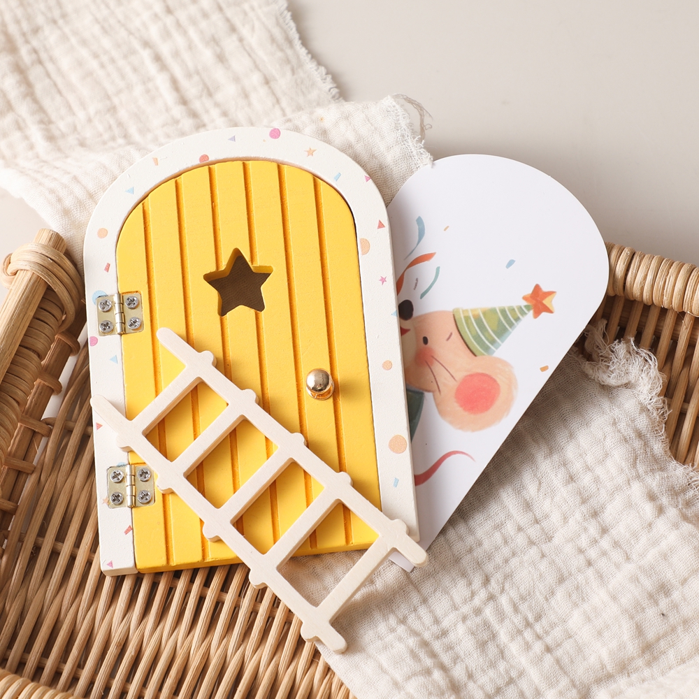 AliExpress Tooth Box Baby Gift Dollhouse Mini Home Decorations Wood Fairy Elf Door Baby Room Wall Decoration Craft Ornaments Commemorative, view 3