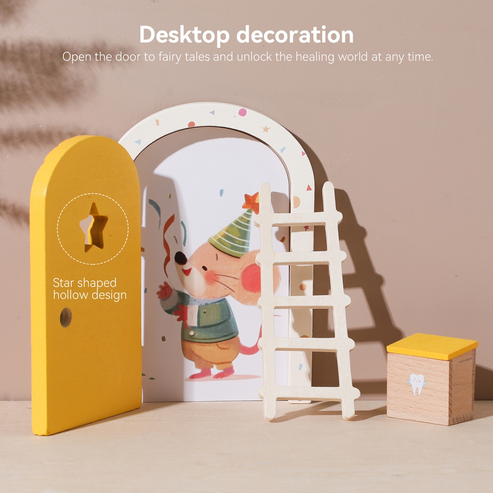 AliExpress Tooth Box Baby Gift Dollhouse Mini Home Decorations Wood Fairy Elf Door Baby Room Wall Decoration Craft Ornaments Commemorative, view 4