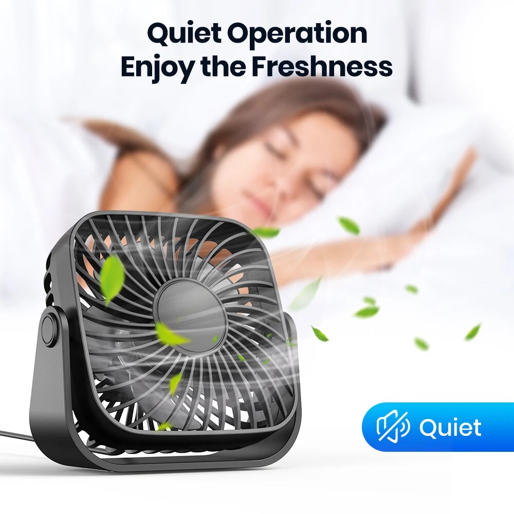 AliExpress TOPK 4Inch USB Mini Portable Fan for Camping,3 Speeds Quiet Desk Table Personal Fan,360°Adjustment Standing Fans for Room Home, view 5