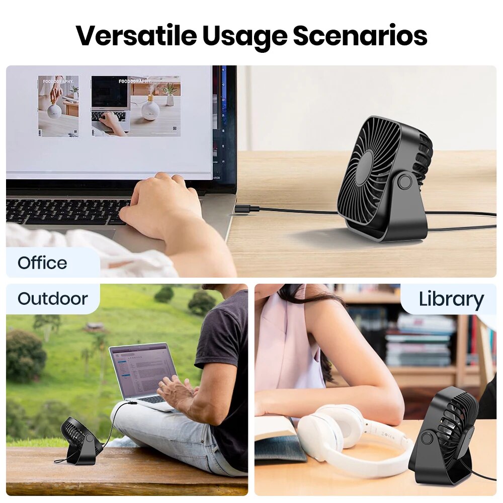 AliExpress TOPK 4Inch USB Mini Portable Fan for Camping,3 Speeds Quiet Desk Table Personal Fan,360°Adjustment Standing Fans for Room Home, view 6